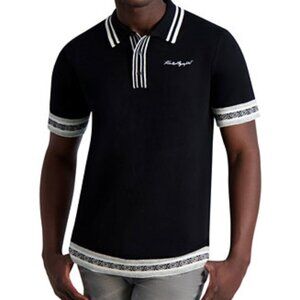 Karl Lagerfeld Paris Men's Slim Fit Short Sleeve Sweater Polo with Contrast Trim
